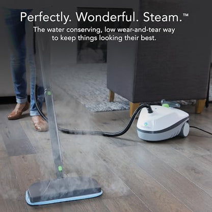 Steamfast SF-370 Canister Cleaner with 15 Accessories-All-Natural, Chemical-Free Pressurized Steam Cleaning for Most Floors, Counters, Appliances, Windows, Autos, and More, 64 inches, White