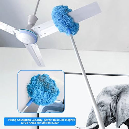 Ceiling Fan Duster Retractable Ceiling Cleaner Reusable Microfiber Ceiling Fan Blade Cleaner Duster with Extension Pole 13 to 50 inch for Furniture Bookshelves Wall Door Blue - style: 1PC Ceiling Fan Duster Kit Blue