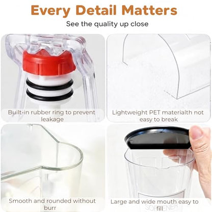 2 Pack Laundry Soap Dispenser,Wall Mounted Detergent Dispenser, Fabric Softener Dispenser, Liquid Dispenser with Spigot for Laundry Room Organization and Storage with 4 Labels Measuring Cups