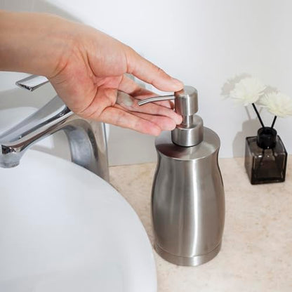 Brushed Stainless Steel Countertop Soap Dispenser Rust and Leak Resistant Hand Soap Pump with Funnel for Kitchen Countertops and Bathroom Dispensers (13.5 oz/400 ml) - color: Gray (Brushed Nickel) Gel Style