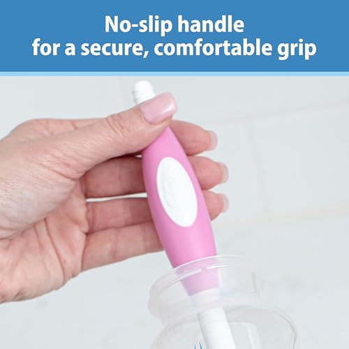 Dr. Brown's Soft Touch No Scratch Baby Bottle Cleaning Brush, Nipple Cleaner & Suction Cup Base for Easy Storage, BPA Free, Pink (Pack of 4)