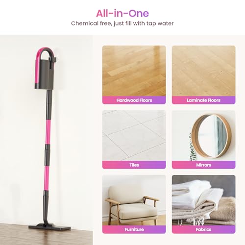 Schenley 19-in-1 Steam Mop Dual-Rod Design with Detachable Handheld Steamer for Walls, Grouts, Hard Floors, Tiles, includes Multi-purpose Accessories, Washable Microfiber Pads and Disposable Pads - size: Standard