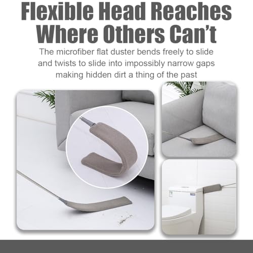 Retractable Dust Gap Cleaner, 53/98IN Retractable Gap Dust Cleaning, Extendable Microfiber Flat Duster with Bendable & Removable Head, Washable for Cleaning Under Furniture (Light Blue, 2.5m) - color: Light Blue, size: 2.5m