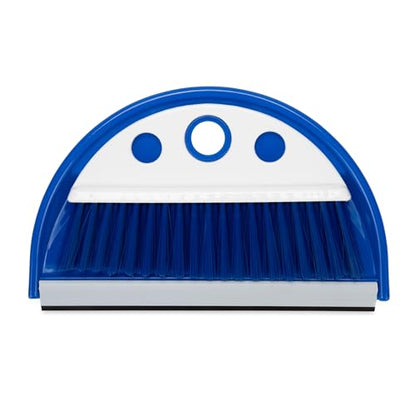 Camco Lightweight Portable Travel Dust Pan and Whisk Broom with Hanger Hole, for RVs, Campers, Campsites, and Dorm Rooms, Blue