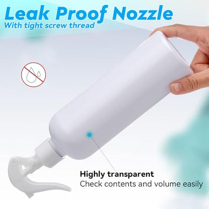 Lallisa 36 Pcs 16 oz Plastic Spray Bottles Leak Proof Empty Bottles for Cleaning Solutions Water Sprayer Bottle with Nozzle Mist, Labels and Handle Funnel for Auto Details, Planting, Kitchen(White) - color: White