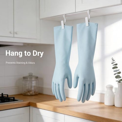ThxToms 2 Pair Nitrile Dishwashing Cleaning Gloves,with Cotton Flocked Liner,Skin-Friendly & Anti-Slip Design,Y&P - size: Medium