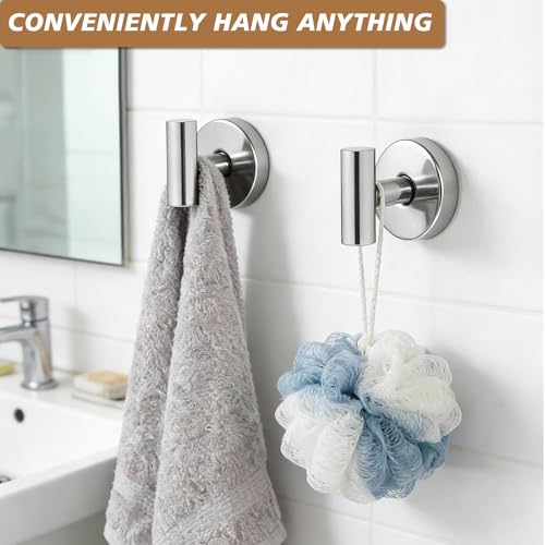 Suction Cup Hooks, Removable Shower Hooks, Chrome, 2-Pack | No Wall Damage | Strong Hold on Tile, Glass & Mirrors | Kitchen & Bathroom Use | Perfect for Towels, Loofahs, Robes & Coats - style: Chrome