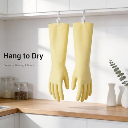 ThxToms 2 Pair Nitrile Dishwashing Cleaning Gloves,with Cotton Flocked Liner,Skin-Friendly & Anti-Slip Design,Y&P - size: Large