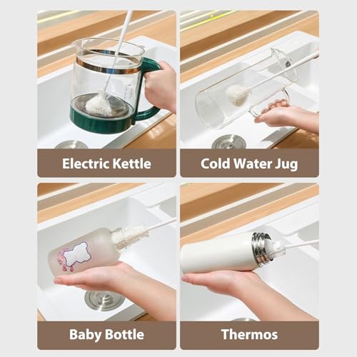 2PCS Long Bottle Cleaning Brush 360 Flexible Silicone Bottle Brush for Cups Narrow Mouthed Bottles - color: 2pcs