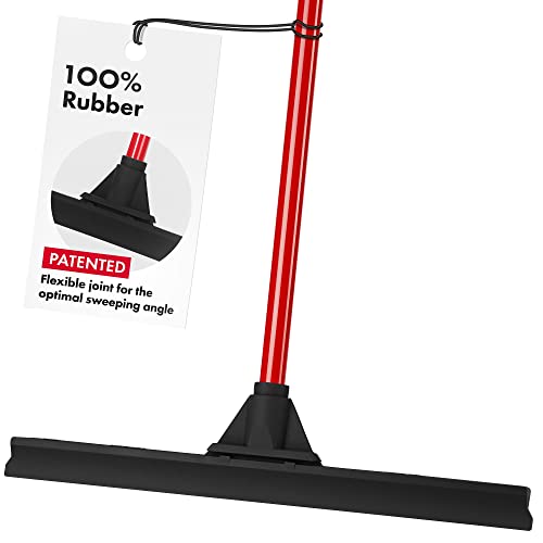 Heavy-Duty Floor Squeegee - Large 18" Wide Blade & 55" Long Handle Professional Grade Concrete, Garage & Commercial Rubber Squeegee Broom Floor Cleaner - Wood, Tile, Shower, Glass, Deck, Window - size: 18 Inch Blade - 4 Piece Handle