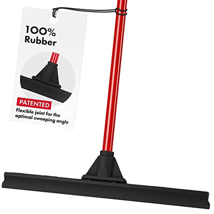 Heavy-Duty Floor Squeegee - Large 18" Wide Blade & 55" Long Handle Professional Grade Concrete, Garage & Commercial Rubber Squeegee Broom Floor Cleaner - Wood, Tile, Shower, Glass, Deck, Window - size: 18 Inch Blade - 4 Piece Handle