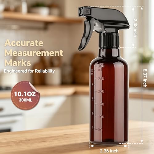 Plastic Spray Bottles (2 Pack 10 oz), Leakproof Adjustable Fine Mist & Jet Stream Nozzle, Premium BPA-Free Plastic Multi-Purpose for Hair, Plants, Cleaning (2 PACK CLEAR) - color: 2 PACK CLEAR