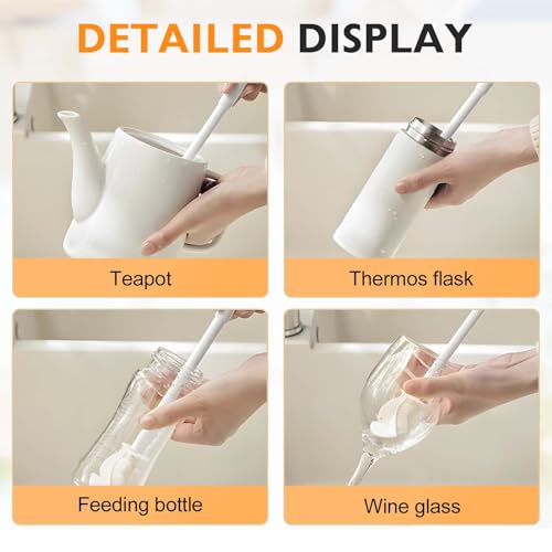 360° Flexible Silicone Bottle Brush with Long Handle,2026 New Multifunction Cleaning Foldable Cleaning Tool,Soft Bristle Silicone Cup Brush for Narrow Neck Bottles,Water Bottles (Pink A/1pcs) - color: Pink a/1pcs