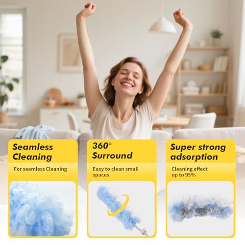 Reusable Feather Dusters for Cleaning,Heavy Duty Dusters with 10 Count 360 Duster + 1 Handle