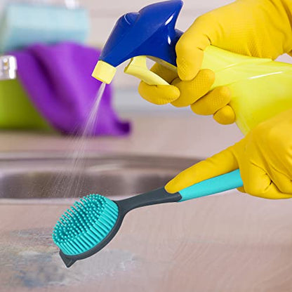 2-Pack Dish Brush with Handle, Kitchen Dish Scrubber Soft Dishwashing Brush for Cleaning Pots, Pan, Sink - size: Soft Brush