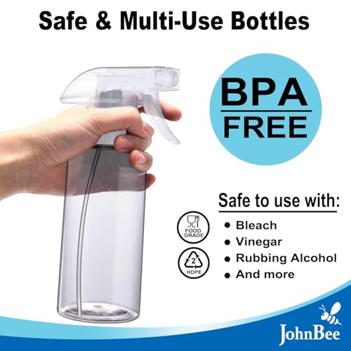 JohnBee Spray Bottles - 16.9oz/2Pack - Premium Adjustable Spray Bottles for Cleaning - No Leak And Clog Mister Spray Bottle - Spray Bottle For Hair, Plants, Pet, Vinegar, And Rubbing Alcohol Reagent - color: Clear