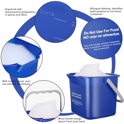 Yaomiao 4 Pcs Cleaning Bucket 3 Quart Small Sanitizing Square Bucket Detergent Pail with Measurements Spout and Handle for Home Commercial Use Restaurant Kitchen Office (Red,Yellow,Blue,Green) - color: Red,yellow,blue,green