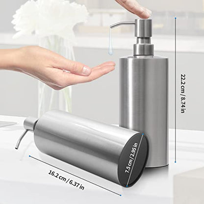 ARKTEK Large Stainless Steel Countertop Soap Dispenser - Rust and Leak Proof Liquid Hand Soap Pump Bottle for Kitchen, Bathroom and Countertop Hand Dish Lotion (20 Oz / 600 ml) - color: 666-sliver
