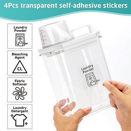 Laundry Detergent Dispenser-2 Pack, 61 oz Detergent Dispenser with 4 Removable Labels, Laundry Soap Dispenser for Laundry Room Organization and Storage, BPA Free & PET Plastic Clear - size: 1 Count (Pack of 1)