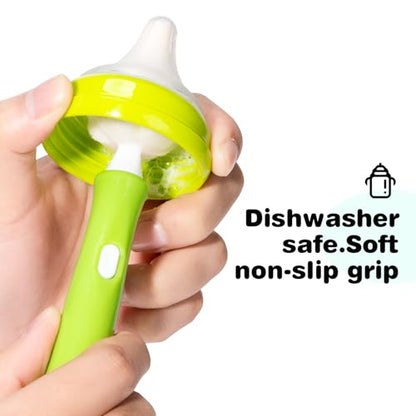 10 Pcs Sponge Bottle Nipple Brushes,4 Sponge Nipple Brushes for Baby Bottles, 4 Replacement Heads and 2 Pcs 7.87" Straws for Cleaning,Green