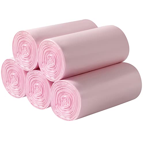 5 Rolls Small Trash Bags - 200 Counts Durable 4 Gallon Small Garbage Bags for home office kitchen Bathroom Bedroom Trash Can liners（Pink） - color: 200 Count Pink