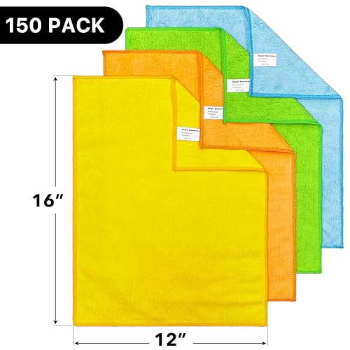 Simple Houseware Microfiber Cleaning Cloth 150 Pack, 12" x 16", 4 Colors - size: 150-Pack