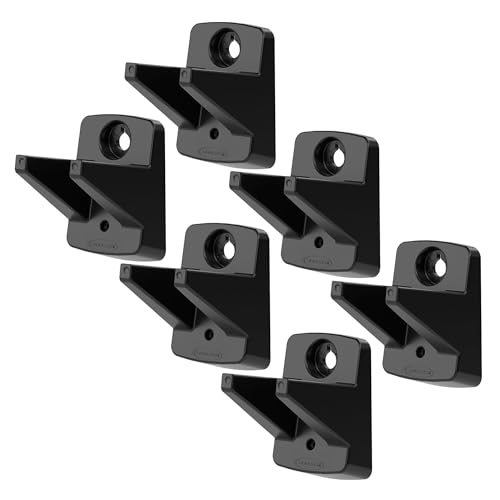Suncast 6 Pack Wall Mount Hook Tool Organizer, Outdoor Rack System for Garage Storage, Closet, Shed, or Cleaning Organization, Black