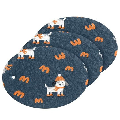 Fall Cute Dogs Dish Scrub Sponges Kitchen Non Scratch Reusable Compressed Cellulose Sponge Hanging for Household Cleaning Washing Dishes Pots and Pans 3 Pack - color: Pattern11