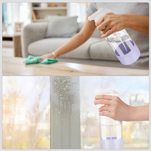 Worldgsb 2 Pack Glass Spray Bottles with Silicone Sleeve, 16 oz Empty Refillable Containers with Adjustable Spray Nozzles, Spray Bottles for Hair, Cleaning Solutions and Plants Purple - color: Purple