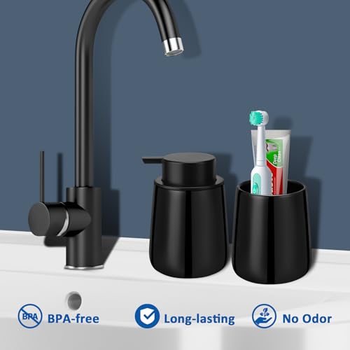 Soap Foaming Dispenser Ceramic with Easy-to-Press Pump Hand Foam Dispenser for Shampoo Bathroom Kitchen 12 oz - color: Foam-shinyblack
