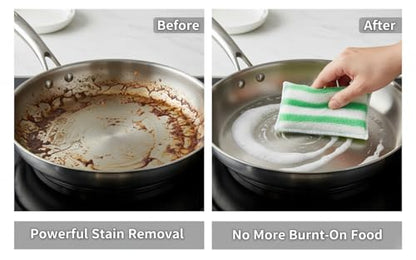 Scrub Sponges for Dishes, Non-Scratch Scrubbing Sponges for Kitchen - Dual-Sided Scouring Pads for Heavy Duty Cleaning - Sustainable Cellulose & Durable Fiber (6Pack)