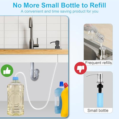Soap Dispenser Extension Tube Kit, 47" Long Under Sink Soap Dispenser Tube kit with Check Value, Dish Soap Dispenser Hose for Kitchen Sink Countertop, No More Refilling A Tiny Bottle