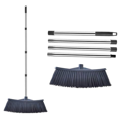 Heavy-Duty Outdoor Broom with 62-Inch Stainless Steel Handle - 14.2-Inch Wide Plastic Broom Head for Garage, Yard, Sidewalk - No Bend Sweeping, Durable & Lightweight