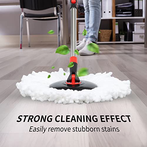 Spin Mop and Bucket with Wringer Set on Wheels, 360° Spinning Mop Bucket System with 3 Microfiber Mop Replacement Heads and 61" Stainless Steel Adjustable Handle for Floor Cleaning (25QT) - color: Black-3