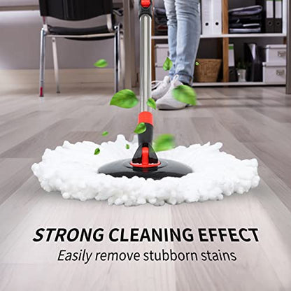 Spin Mop and Bucket with Wringer Set on Wheels, 360° Spinning Mop Bucket System with 3 Microfiber Mop Replacement Heads and 61" Stainless Steel Adjustable Handle for Floor Cleaning (25QT) - color: Black-3