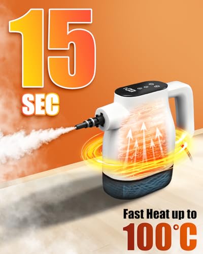 Saker EverSteam Instant-Heat Steam Cleaner for Home,15s Heat-up Handheld Steam Cleaner with Mop Attachment, Lightweight Portable Continuous Refill Steamer for Deep Cleaning of Floor, Car and Kitchen - size: 15s Instant-heat Steam Cleaner with Mop Attachme