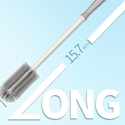 15.7" Silicone Bottle Brush Set - 6 Pack Water Bottle and Straw Cleaner Brush Long Handle for Hydro Flasks, Sports Bottles & Reusable Straw, Narrow Neck Containers, Tumblers, Glassware - size: 6 Pack