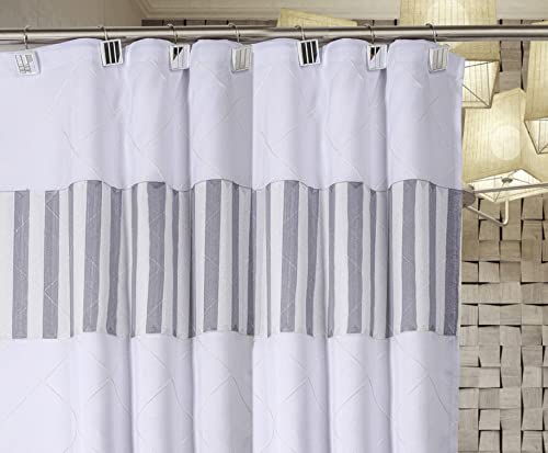 Creative Scents Quilted Mirror White Shower Curtain Hooks - Set of 12 Shower Curtain Rings Durable Sturdy Constructed - Decorative Smooth Gliding Shower Hooks for Shower Curtain - style: Shower Curtain Hooks
