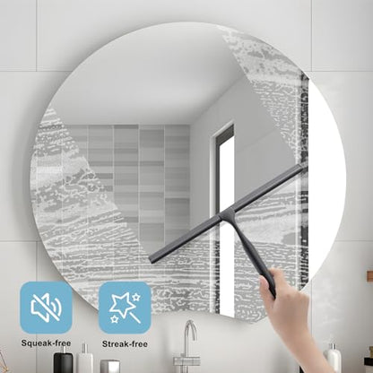 LUXEAR Shower Squeegee, 12-Inch Squeegee for Shower Glass Door, All-Purpose Stainless Steel Squeegee for Bathroom, Shower Doors, Mirrors, Tiles and Car Windows Shower Glass Cleaner with Wall Hanger