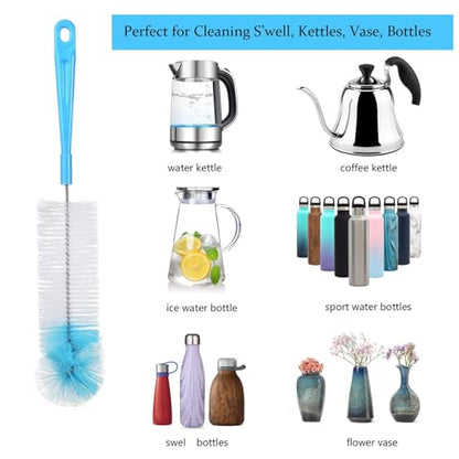 8 Pack Bottle Brush Cleaner, 16 Inch Stainless Steel Long Handle Bottle Cleaning Brush,5 in 1 Straw Brush for Cleaning Narrow Neck Sports Bottles,Wine Decanter,Baby Bottles,Cup Cover