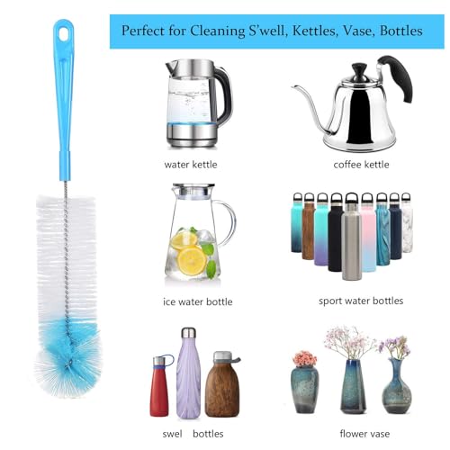 8 Pack Bottle Brush Cleaner, 16" Long Handle Stainless Steel Water Bottle Brush Cleaner,5 in 1 Straw Cleaning Brush for Cleaning Narrow Neck Baby Bottles,Cup Cover,Wine Decanter,Sports Bottles