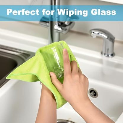 Microfiber Cleaning Cloths, 15 Pack Cleaning Rags, Wet and Dry Use Cleaning Towels, Highly Absorbent and Soft Feel, Lint Free, Streak Free, 11.5"X11.5"(Red/Yellow/Green/Blue/Purple) - color: Multicoloured 15 Pack