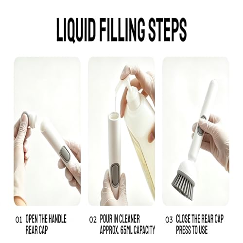 Adjustable & Rotatable Dish Brush with Press-Type Detergent Dispenser, 6 Angles & Scratch-Free Bristles, Wall Mounted Kitchen Scrub Brush for Pots, Pans, Dishes, Utensils, Sinks, Stoves & Cookware