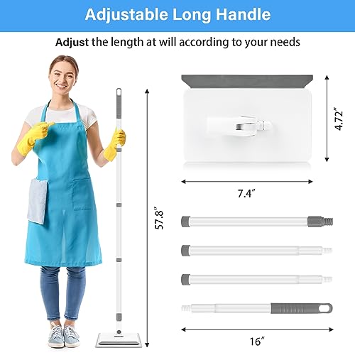 Baseboard Cleaner Tool with Handle, DELUX Baseboard Cleaner with Extendable Long Handle, 4 Reusable Cleaning Pads Wall Cleaner for Baseboards Cleaning, Ceiling, Wall, Floor, Shower Bathroom Kitchen