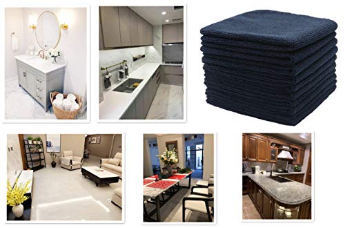 Microfiber Cleaning Cloth, Washcloths, 12x12 inch, 10 Pack, Black | Fast Drying Dish Cloths for Washing Dishes, Ultra Absorbent Dish Rags, Lint Free Cleaning Rags For House&Kitchen - color: Black