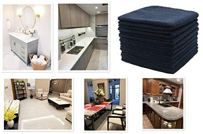 Microfiber Cleaning Cloth, Washcloths, 12x12 inch, 10 Pack, Black | Fast Drying Dish Cloths for Washing Dishes, Ultra Absorbent Dish Rags, Lint Free Cleaning Rags For House&Kitchen - color: Black