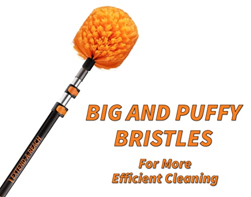 5-25 ft Cobweb Duster & Window Squeegee with Extension Pole // 30+ Foot High Reach Spider Web Cleaner Cobweb Brush for Outdoor & Indoor Web Cleaning // Lightweight & Sturdy Telescopic Pole