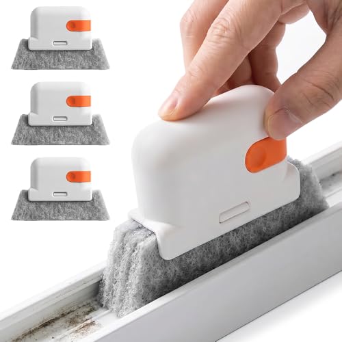2026 New Magic Window Track Cleaner Set – Handheld Multipurpose Cleaning Brush Windows Screen Brush for Window Grooves, Tile Grout Lines, Shutter Slats, Car AC Vents & Narrow Gaps (3pcs Orange) - color: 3pcs Orange
