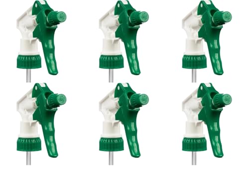 Heavy Duty Universal Trigger Sprayer Replacement for 32 oz Sprayer Bottles, 9 1/4" Dip Tube, 28-400 Neck Finish - 6 Pack (Green) - color: Green