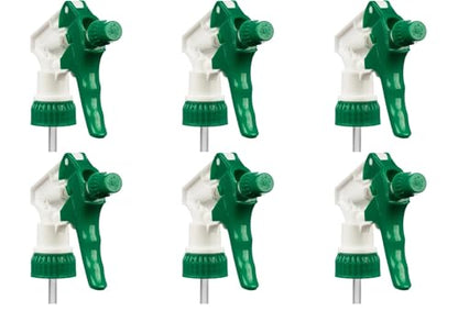 Heavy Duty Universal Trigger Sprayer Replacement for 32 oz Sprayer Bottles, 9 1/4" Dip Tube, 28-400 Neck Finish - 6 Pack (Green) - color: Green
